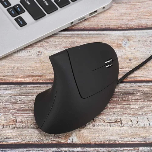 Vista 6 de Sanpyl Ratón óptico vertical 6D, diseño ergonómico 800120020003200 DPI USB LED ajustable con cable para juegos, para 982000MEXPVistaWin7810 (negro)