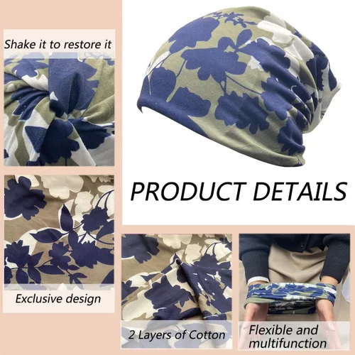 Vista 3 de JarseHera Gorros de algodón para quimioterapia para mujer, gorro para el cáncer, turbante