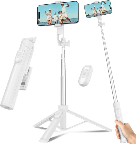 Vista 8 de Palo Selfie Trípode de Viaje para Teléfono Celular con Control Remoto y Soporte para Teléfono, Palo Selfie Extensible para iPhone, Trípode para Negro