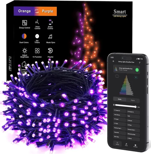 Vista 13 de Brizled Luces de Navidad inteligentes, 66 pies, 200 luces LED que cambian de color, aplicación y control de voz, luces de árbol de Navidad