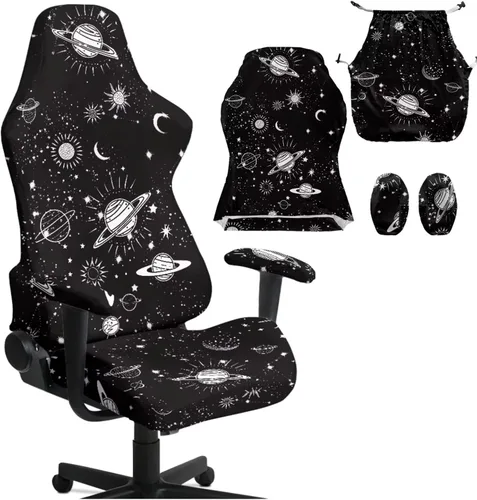 Vista 12 de Funda para silla de jugador de hongos, funda para silla de computadora, 4 piezas, con cremallera, con reposabrazos, para estudio en casa, helechos