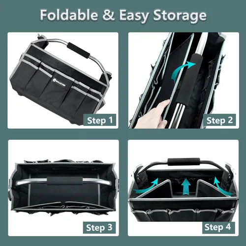 Vista 4 de WILAXI PRO Bolsas de herramientas para hombres resistentes, bolsas de herramientas plegables de 16 pulgadas, bolsa de herramientas con asa, bolsa