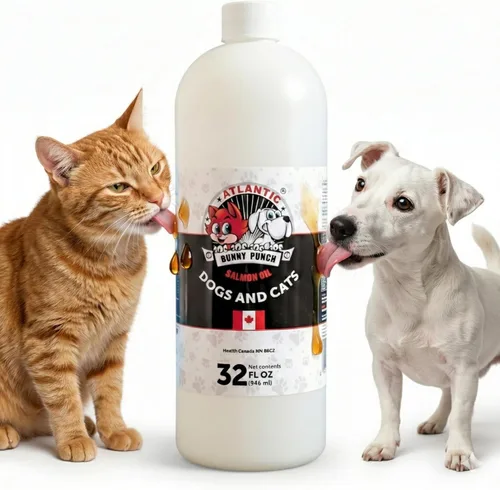 Vista 6 de Bunny Punch - Aceite de salmón puro del Atlántico para perros y gatos, decoración líquida para alimentos, 32 onzas