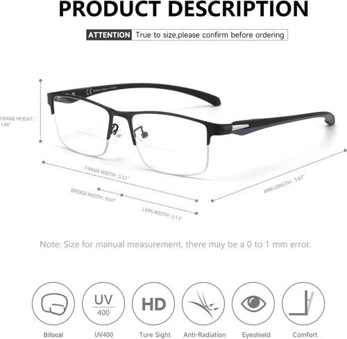 Vista 6 de SKYOAK 2 Pack Premium Reader Sunglasses for Men with UV400 Protection Outdoors, TR90 Lightweight Tinted Reading Glasses