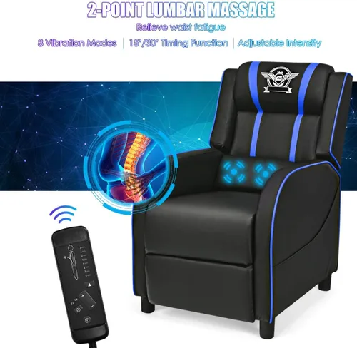 Vista 5 de DORTALA Silla de masaje para adultos, sofá reclinable ajustable con reposapiés y función de masaje, reclinable ajustable para sala de estar, asiento