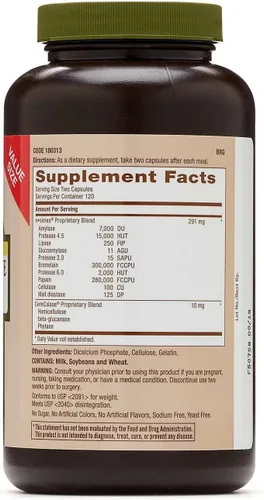 Vista 2 de GNC Natural Brand - Enzimas súper digestivas, apoya la digestión de proteínas, carbohidratos y grasas, 240 cápsulas