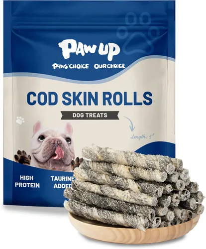 Vista 10 de PAWUP Trenzas de Piel de Bacalao, Golosinas para Perros, Palitos de Snacks Secos Naturales para Perros, Alto Omega-3 de Un Solo Ingrediente