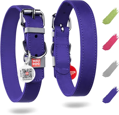 Vista 15 de WAUDOG Collar de cuero de larga duración para perros grandes, medianos y pequeños – Collares clásicos ajustables para cachorros de raza grande