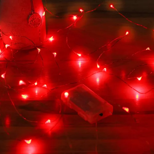 Mikasol - Guirnalda de luces de pilas, 4 paquetes de mini luces LED de alambre de cobre que funcionan con 3 pilas AAA, luces de cuerda de estrellas