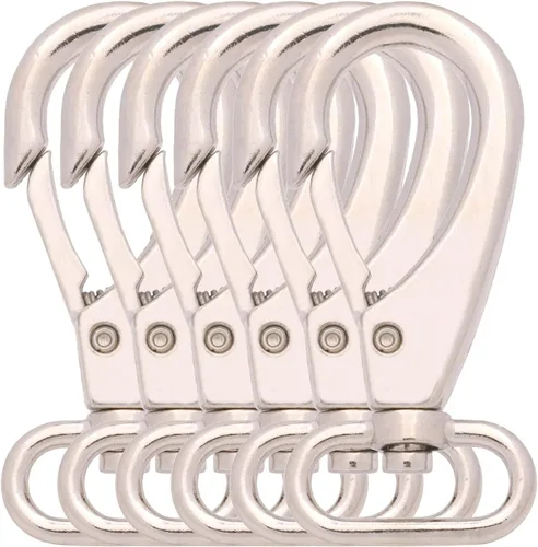 Vista 9 de BIKICOCO Gancho giratorio de 1 pulgada, cierre de pinza de langosta, clip de resorte de gatillo, extremo de anillo ovalado, negro, paquete de 6