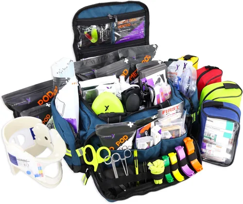 Vista 12 de Lightning X Bolsa modular X-grande de primeros auxilios EMT Medic para trauma con suministros de kit de primeros auxilios de emergencia (Negro)