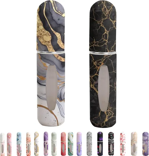 Vista 19 de Botella de Perfume Recargable para Viajes – Mini Vaporizador Portátil, Botellas de Perfume Vacías con Patrones Únicos, Estuche de Bomba de Repuesto