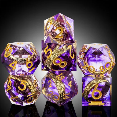 Vista 20 de DNDND Dados de Resina Ojo DND de Borde Afilado Dado de D&D con Estuche de Regalo para Juego de Dungeons and Dragons (Ojo de Dragón Verde)