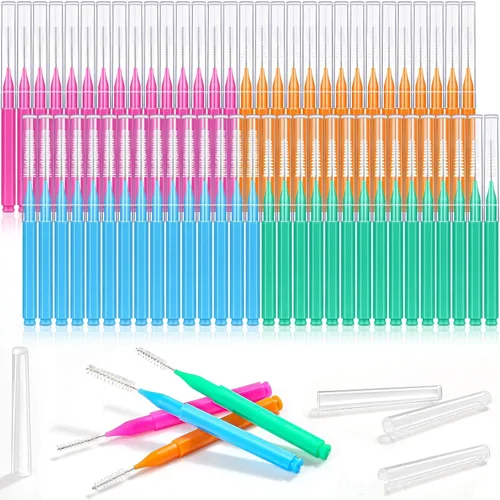 Vista 12 de Modacraft Cepillo interdental de 6 tamaños, 120 piezas, palillos de dientes con cerdas suaves, cabezales de hilo dental flexibles de 360°, cepillos