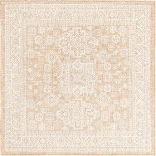 Vista 303 de Unique Loom Outdoor Aztec Collection Alfombra de área, Chalca (7 pies 10 pulgadas, cuadrada, azul/marfil)