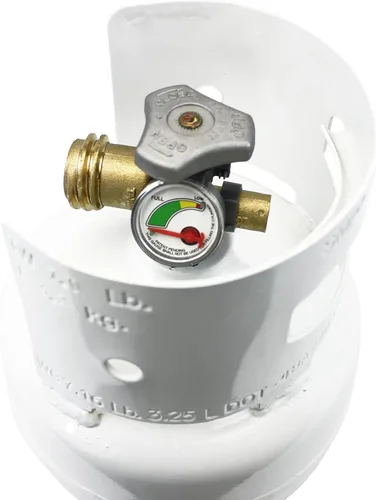 Vista 10 de Flame King 3LB - Cilindro de tanque de propano de acero vacío de 3 libras con manómetro y válvulas OPD para parrillas y barbacoas, camping, pesca