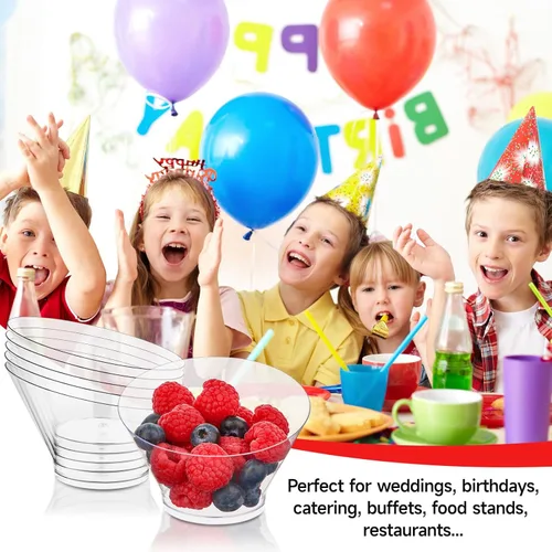 Vista 6 de Qeirudu Paquete de 20 cuencos de plástico en ángulo de 6 onzas, cuencos pequeños para dulces, cuencos desechables para postres, aperitivos, frutas