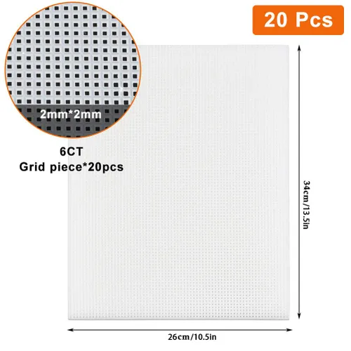 Vista 2 de O Paquete de 20 hojas de lona de malla de plástico transparente para bordado, hilo acrílico, proyectos de punto y ganchillo, 10.5 x 13.5 pulgadas