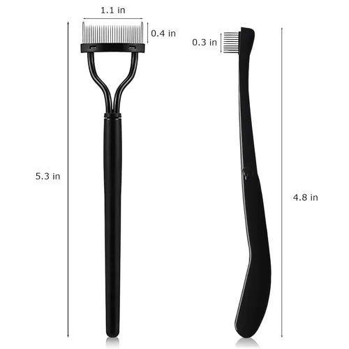 Vista 7 de Peine de pestañas, 2 piezas, herramienta separadora de pestañas, peine de pestañas, separador de pestañas con cubierta para niñas y mujeres, brochas