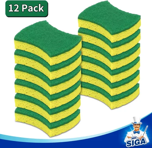 Vista 4 de MR.SIGA Esponja exfoliante de celulosa resistente, esponja de doble cara para lavar platos para cocina, paquete de 12