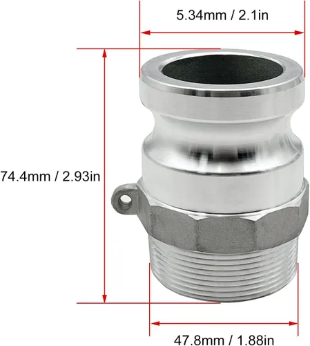 Vista 7 de SAFBY 2 accesorios de manguera de aluminio tipo F y cámara de ranura, enchufe x NPT macho con 2 piezas de accesorios de junta Camlock (1.5 pulgadas)