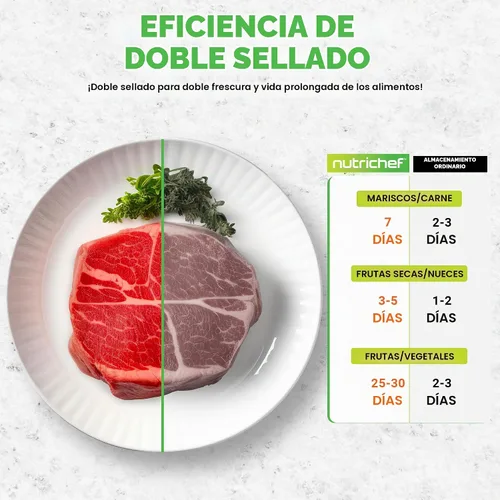 Vista 5 de NutriChef Selladora al vacío automática para alimentos con función de doble sellado, sistema eléctrico de sellado al vacío para alimentos secos