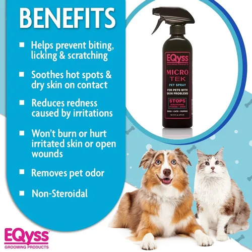 Vista 3 de EQyss Micro-Tek - Spray para aliviar la picazón de las mascotas, alivia la piel irritada seca, detiene la picazón, los arañazos, las mordeduras
