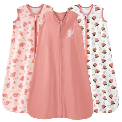 Vista 18 de Unnivoll - Saco de dormir para bebé de 0 a 6 meses, 0.5 tog, manta portátil para bebé, 3 unidades, 100 % de algodón, saco de dormir ligero