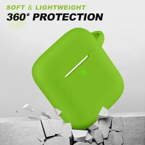Vista 195 de Funda Protectora para AirPods 1/2, viene con kit de limpieza, funda protectora de silicona suave con hebilla, compatible con estuche de carga