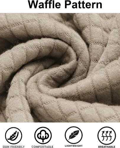 Vista 6 de COOFANDY - Sudadera con capucha para hombre, casual, de manga larga, con cordón ajustable y punto gofre