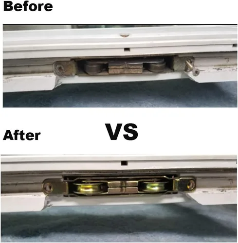 Vista 5 de Ensamblaje de rodillos para puerta corrediza de patio de alta resistencia, rodamiento de rueda de bola de acero de 1-1/4 pulgadas, lateral