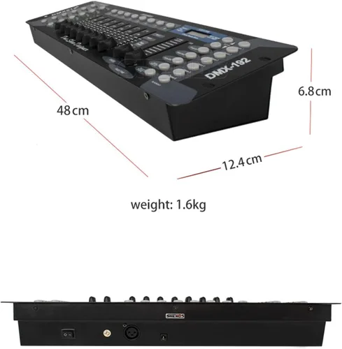 Vista 3 de SHEHDS Controlador de DJ 192 DMX Pantalla LCD Controlador DMX Equipo de DJ Controlador de luz de escenario, Luces Par, Luces de cabeza móvil, Pubs