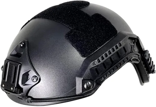 Vista 2 de Lancer Tactical mediano – grande, casco industrial duradero de plástico ABS construido marítimo con adaptador de riel lateral ajustable de 20 mm