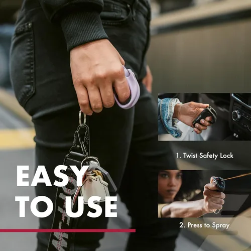 Vista 6 de Sabre Pepper Spray with Quick Grip Finger Loop & Practice Spray, Faster Aim & Enhanced Grip, Keychain Attachment, for Beginners, Students