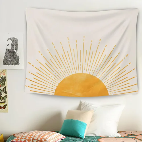 Vista 3 de OGILRE Tapiz de sol, bohemio, amanecer, sol, abstracto, para el hogar, niñas, dormitorio, decoración de pared, tapiz para colgar, tapiz bohemio