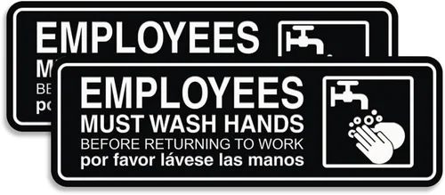 Vista 14 de Standard Employees Must Wash Hands - Letrero para puerta/pared, color negro, pequeño