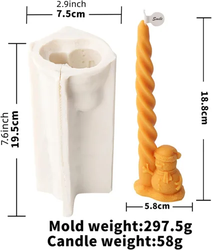 Vista 17 de Christmas Spiral Taper Candle Mold, Long Twisted Silicone Candle Mold, Christmas Pillar Candle Mold for Candle Making, Xmas Home Decor (Deer)