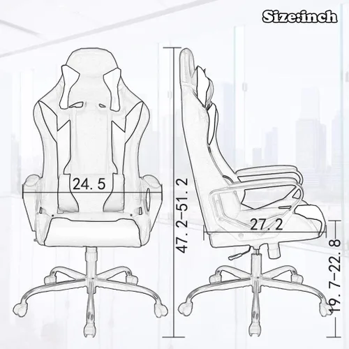 Vista 3 de Silla de Oficina Silla para Juegos Silla de Escritorio Silla Ergonómica Ejecutiva Giratoria con Respaldo Lumbar Silla para Computadora con Soporte