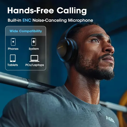 Vista 7 de YUMONDEAR Auriculares Bluetooth Over Ear, 80 Horas de Reproducción Auriculares Inalámbricos con Micrófono ENC, Graves Profundos EQ, Comodidad