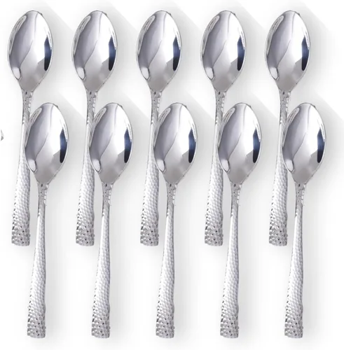 Vista 8 de Steelite Varick Malcolm - Cubertería con textura martillada satinada, mango moderno, utensilios de acero inoxidable 18/10, cubiertos para uso