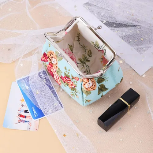 Vista 4 de Oyachic Monedero estampado vintage con hebilla y cierre de broche floral para mujeres y niñas