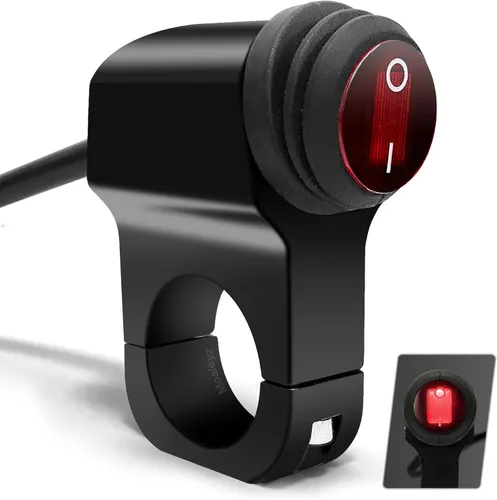 Vista 9 de Interruptor de luz ATV 12V, impermeable, de aleación de aluminio, para manillar de motocicleta, ATV, UTV - Compatible con manillares de 7/8" (22mm)