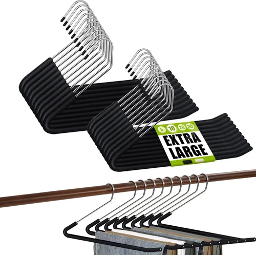 Vista 17 de Spring Fever Colgadores acolchados de esponja antideslizante para pantalones - Espuma cromada resistente ahorro de espacio Beige 5