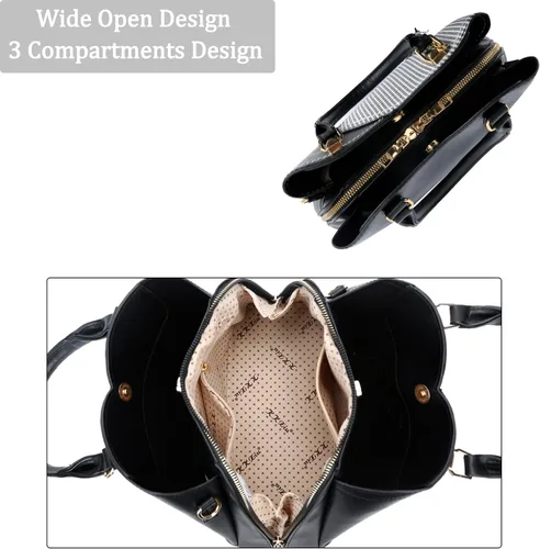 Vista 7 de KKXIU Monederos y bolsos de mano con triple compartimento para mujer, bolso de mano con asa superior