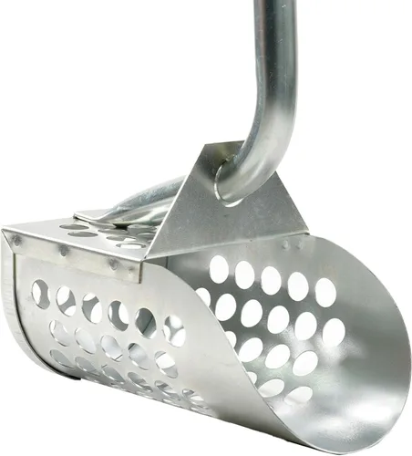 Vista 6 de Cucharas galvanizadas de mango largo y pala grande resistente para detección de metales de agua, descascarillado, caza en roca y más