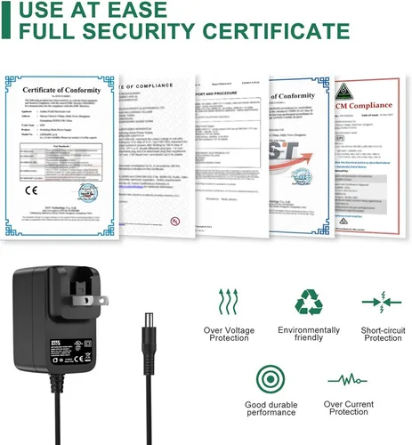 Vista 5 de FITE ON Adaptador de CA con certificación UL para cámara de seguridad Mace CAM 72 73 CAM-72 CAM-73, cable de fuente de alimentación PS