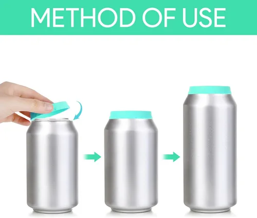 Vista 5 de 12 tapas de silicona para latas de refresco, cubiertas reutilizables para latas de cocaína para refrescos, protectores de botellas a prueba