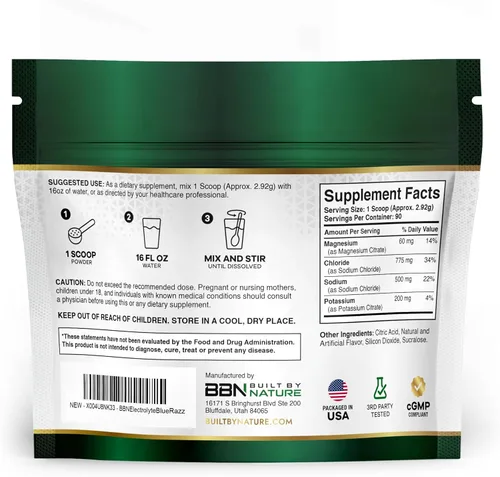 Vista 5 de Built by Nature Polvo de electrolitos – Mezcla de bebida de hidratación y electrolitos – Polvo de electrolitos sin azúcar para hidratación, energía