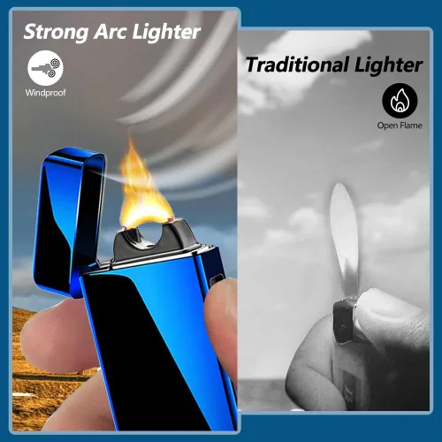 Vista 4 de SKRFIRE Encendedores de arco recargables por USB de plasma, resistente al viento, eléctrico de llama grande, con indicador de batería LED