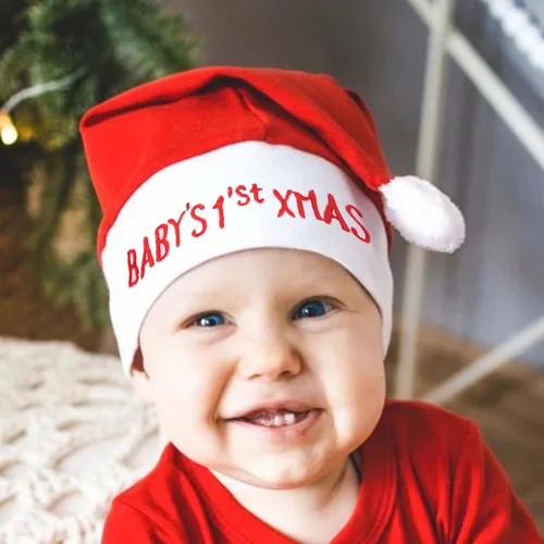 VANTATY Gorro unisex de Papá Noel para bebé, gorro de algodón suave para niños de 0 a 12 meses